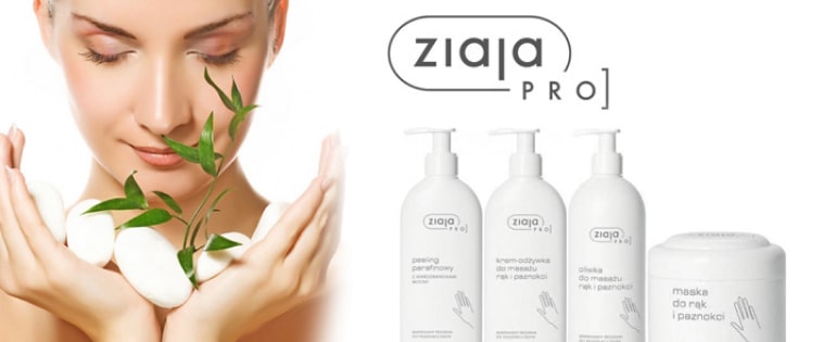 An assortment of Ziaja Pro skin care products, including moisturizers and cleansers, presented on a light background.